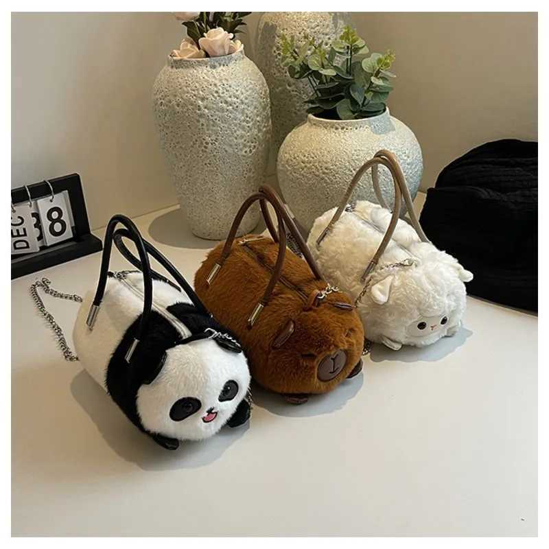 Plush Panda Crossbody Bag Cute Capibala Chain Fashion Handbag Girl Shoulder Doll Bag C260327
