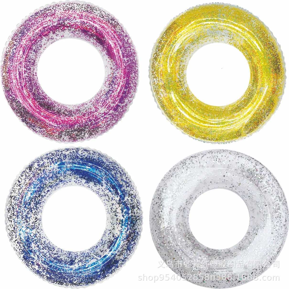 Transparent Glitter Pool Foats Swimming Ring Adult Children Inflatable Pool Tube Giant Float Boys Girl Water Fun Toy Swim laps Z260328