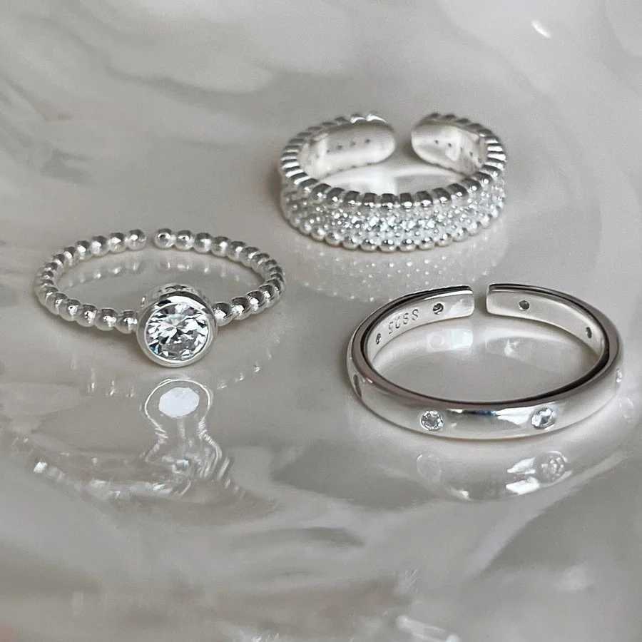 VENTFILLE 925 Sterling Silve Zircon Bead Ring for Women Girl Party Gift Versatile Sweet Cool Vintage Korean Jewelry Dropshipping H260328