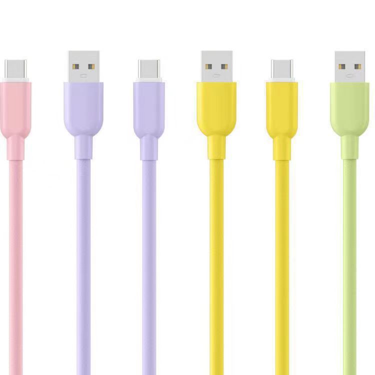 Liquid Silicone USB C Cable Soft Fast Charging Cable Cord Felxible Charger Anti-Tangle for Universal Phones