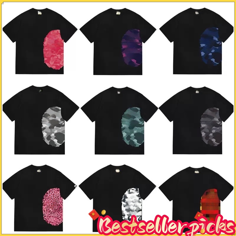 Bapestshirts Designer T Shirt High Street Graphic T Shirts For Men Summer Classic Pattern Decoration Fashion womens Short Sleeve shark Shirt