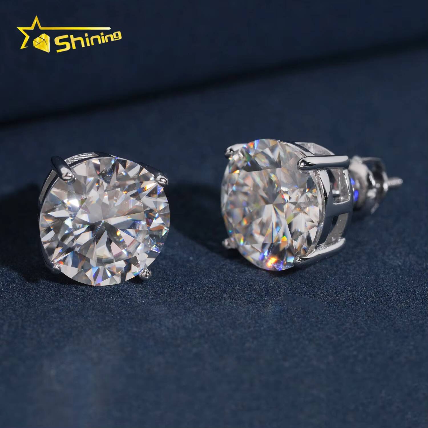 Fashion Jewelry 4 Prongs Classic 5mm 65mm 80mm 925 Sterling Silver D Color Solitaire Moissanite Diamonds Stud Earrings