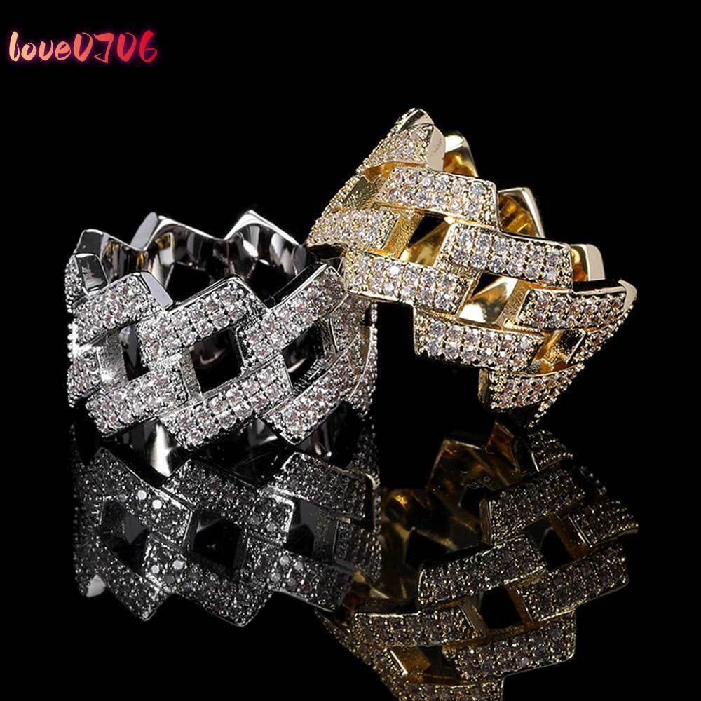 Hip Hop 14mm Diamond Cuban Ring Real10K Gold Double Row VVS Moissanite Mens Hipster Hiphop Ring Christian