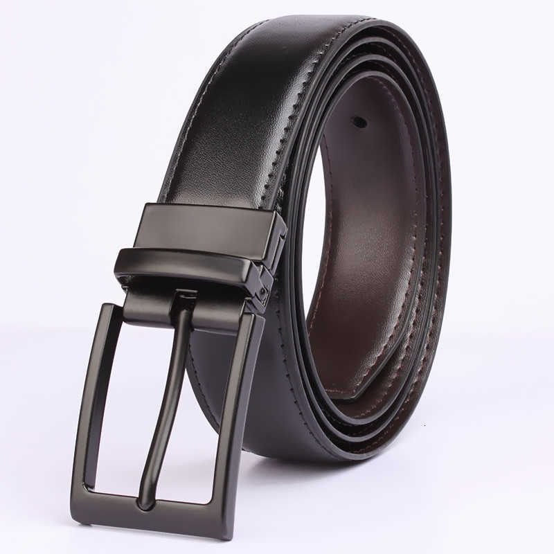 Men's genuine leather belt with rotating buckle, made of cowhide, suitable for casual wear, double-sided usable, with a rotating pin buckle.XJ251