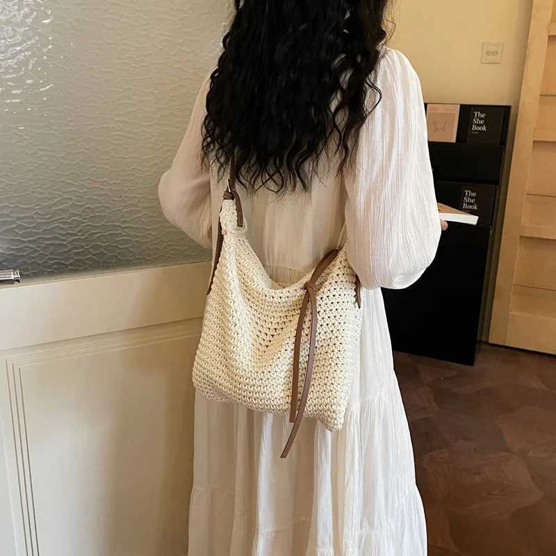 New Large Capacity Straw Crossbody Bags Women Summer Fashionable and Versatile Beach Bag Woven Handbag Casual Shoulder Bag C260327