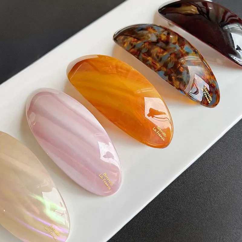 Vintage Acetic Acid Oval Hair Clip for Women Girls Korean Large Spoon Clip Spring Clip Hair Clip Top Clip Hair Accessories H260328