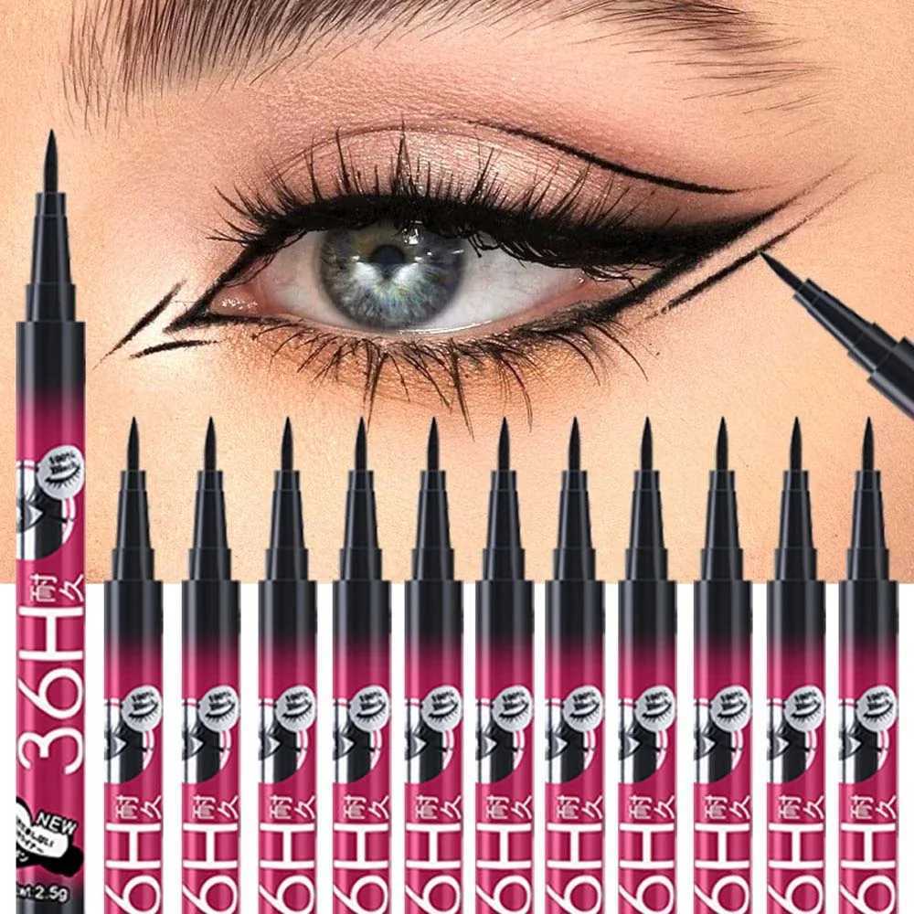 Black Liquid Eyeliner Waterproof Eyeliner Pencil 36H Long-Lasting Liquid Eye Liner Pen Quick-Dry No Blooming Cosmetics Tool H260328