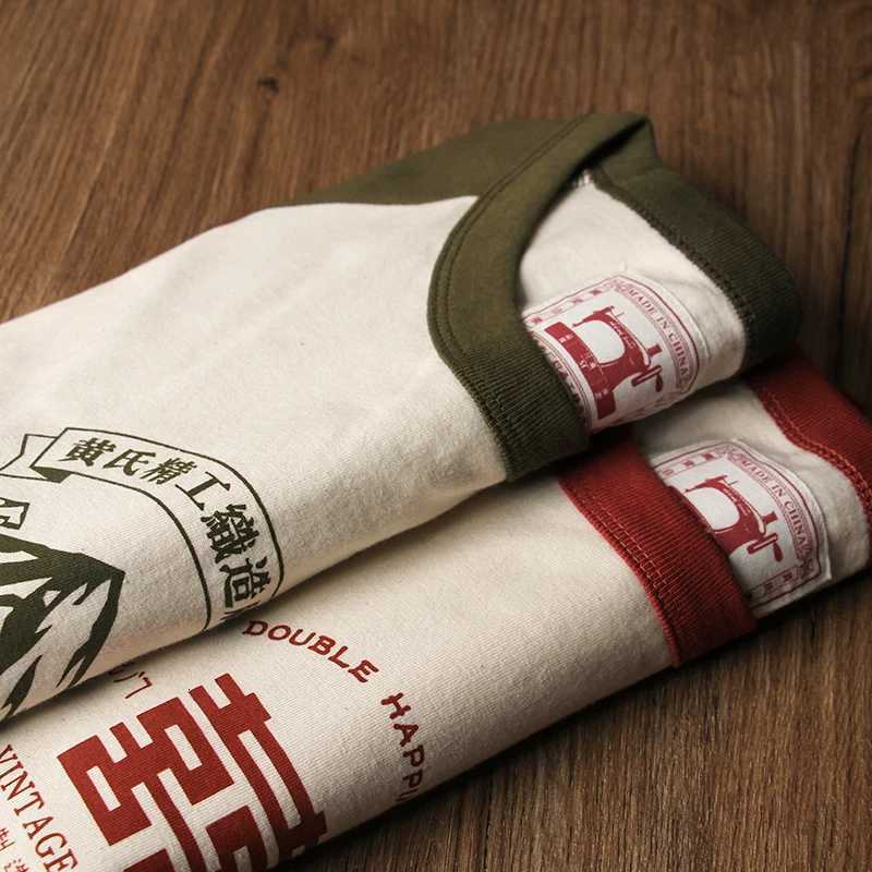 Akkad Kuti 2024 Summer New Stitching Raglan Sleeve Man Retro Tshirt Women Casual Chinese Printing T-shirts Student Green Red Tee C260326