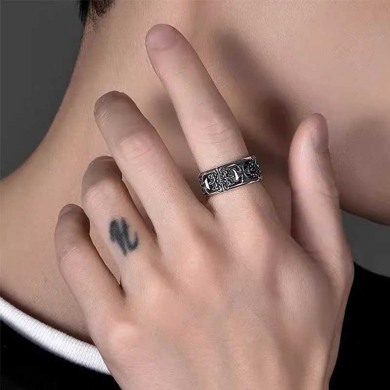 Bague Homme Rings Cross Figure Para Hombres Jewelry Vintage Y2k Anel Punk Gothic Couple Ring Adjustable Nuevo En Anill H260328