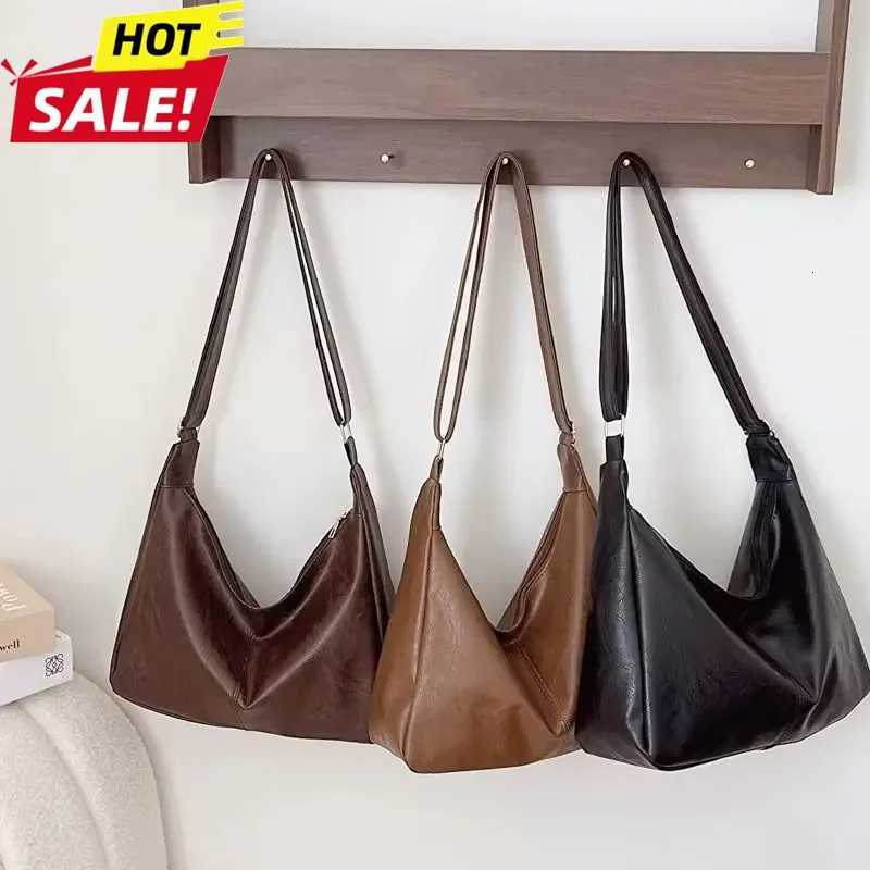 PU Leather Commuter Fashion Vintage Casual Tote Bag Maillard Stylish Crossbody Bags for Women Texture Large Capacity Temperament C260327