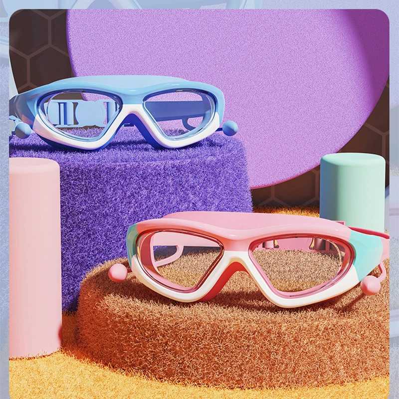 YUKE Large Frame Swimming Goggles for kids With Earplug Transparent Glasses Anti fog Waterproof Boys Girls Eyewear Children Z260328