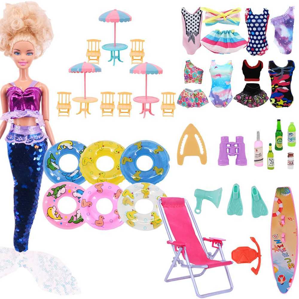 Doll Accessories Fishtail SkirtSwimsuitSwim RingMultiple AccessoriesFor 118inch30CM Doll Beach Accessories Festival Gifts Z260328