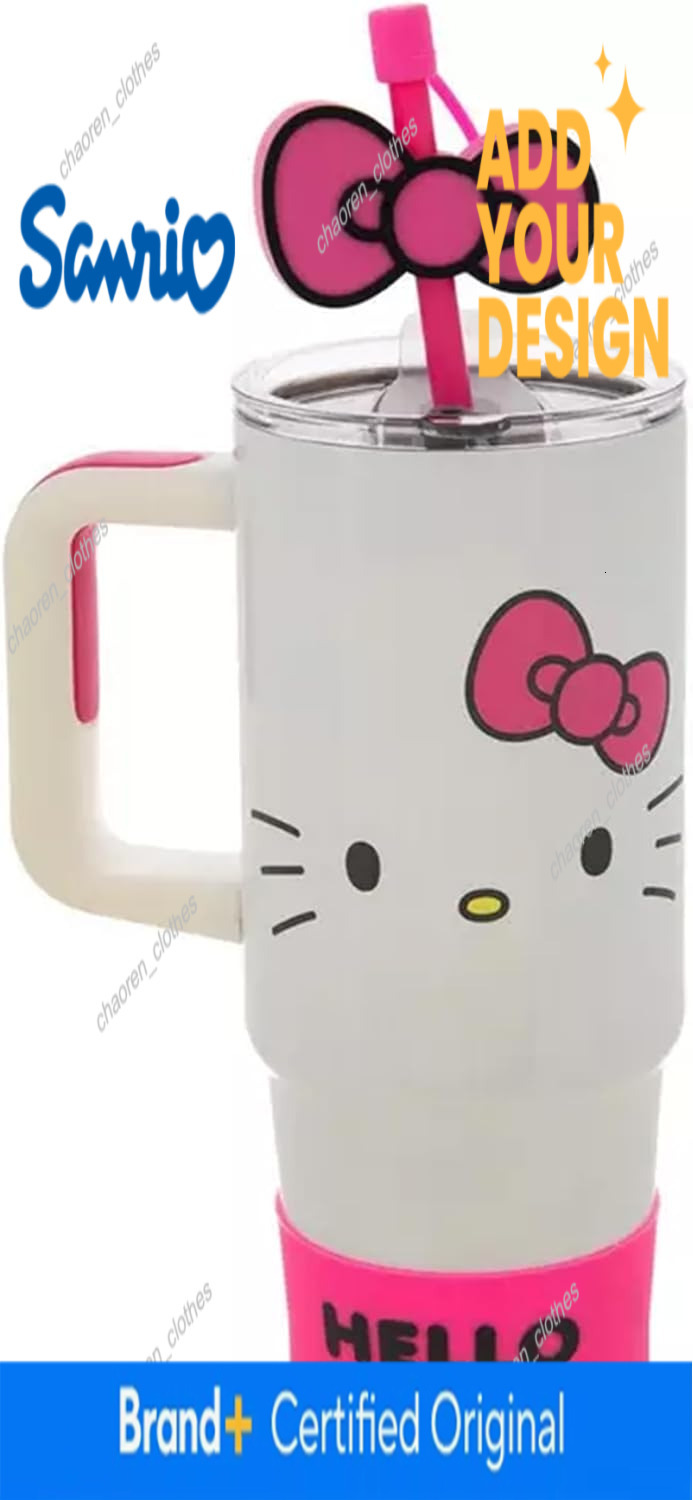 Hobby Lobby Hello Kitty Stainless Steel Tumbler with Straw Grip Base 30 Oz White Pink Gray Yellow