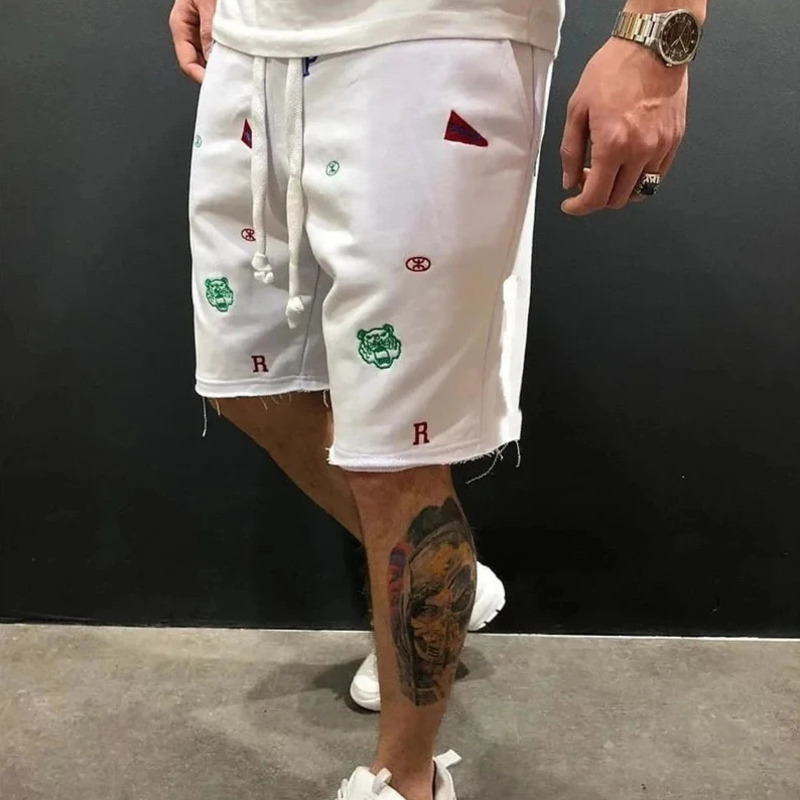 Men's Shorts Summer Shorts Relaxed Fit Cotton Breeches Bermuda Sports Shorts with Embroidery Lightweight for Daily Use Men's Clothing free s