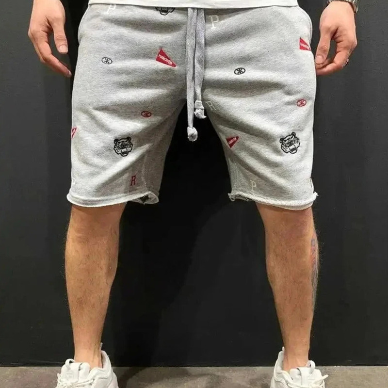 Men's Shorts Summer Shorts Relaxed Fit Cotton Breeches Bermuda Sports Shorts with Embroidery Lightweight for Daily Use Men's Clothing free s