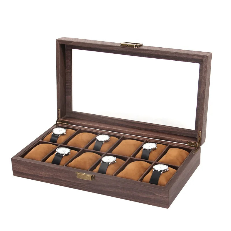 Wooden 2/3/6/10/12 Grids Watch Box Watch Organizers Wood Holder Boxes for Men Women Watches Jewelry Display 260327