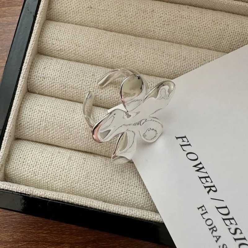 925 Sterling Silver Exaggerated Big Flower Adjustable Rings For Women Luxury Quality Jewelry Accessories Wholesale Jewellery H260328