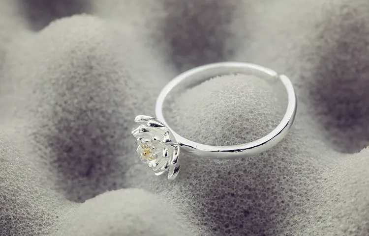 2019 New Arrivals Lotus Flower Open Rings For Women Nation Style Lady 925 Sterling Silver Fine Jewelry H260328