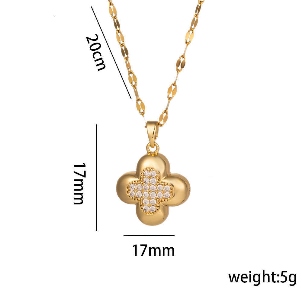 Diamond-encrusted Four-leaf Clover Necklace For Women Trendy Luxurious Pendant Fashionable Collarbone Chain