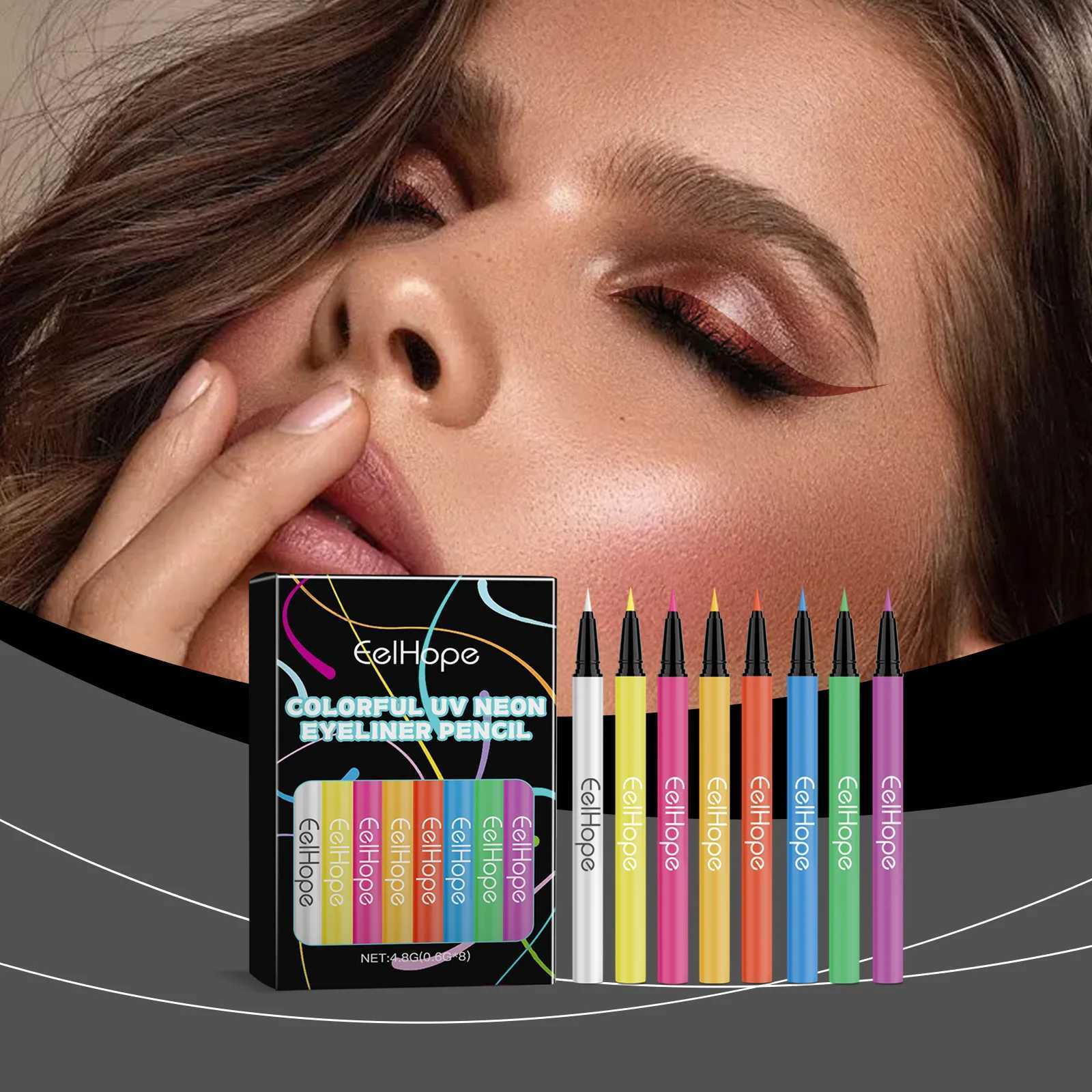 8 Color Eyeliner Pencil UV Neon Liquid Eyeliner Waterproof Long-lasting High Pigmentation Night Luminous Makeup Pens Cosmetics H260328