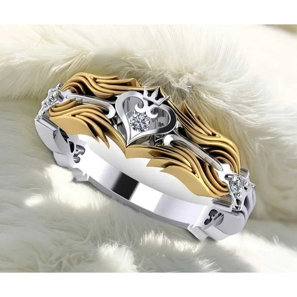 Heart Design Kings Ring Crown Two-tone Zirconia Ring H260328