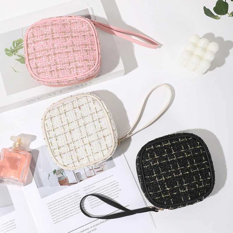 Simple Mini Makeup Storage Bag Ladies Portable Lipstick Key Coin Data Line Organizer Pouch Girl Sanitary Napkins Tote Bag D260328