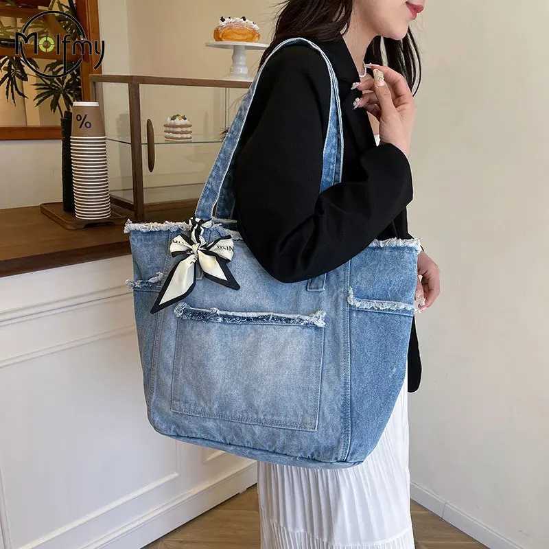 Denim Designer Bags Large Capacity Multifunctional Shoulder Bag Commuting High Quality Women Luxury Handbag Fashion Droshipping C260327