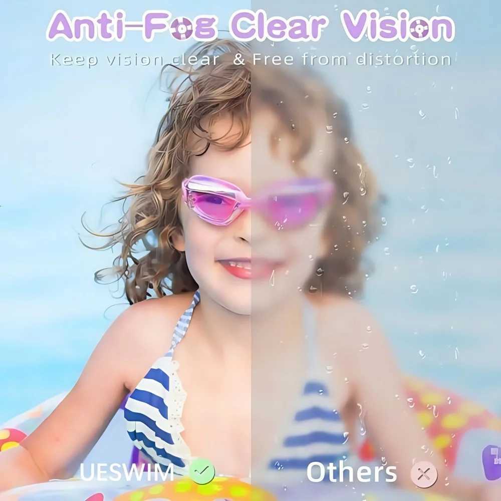 Pink Swimming Goggles for Kids Anti-Fog UV-Protective Waterproof Ages 3-15 Childrens Swimming Goggles Z260328
