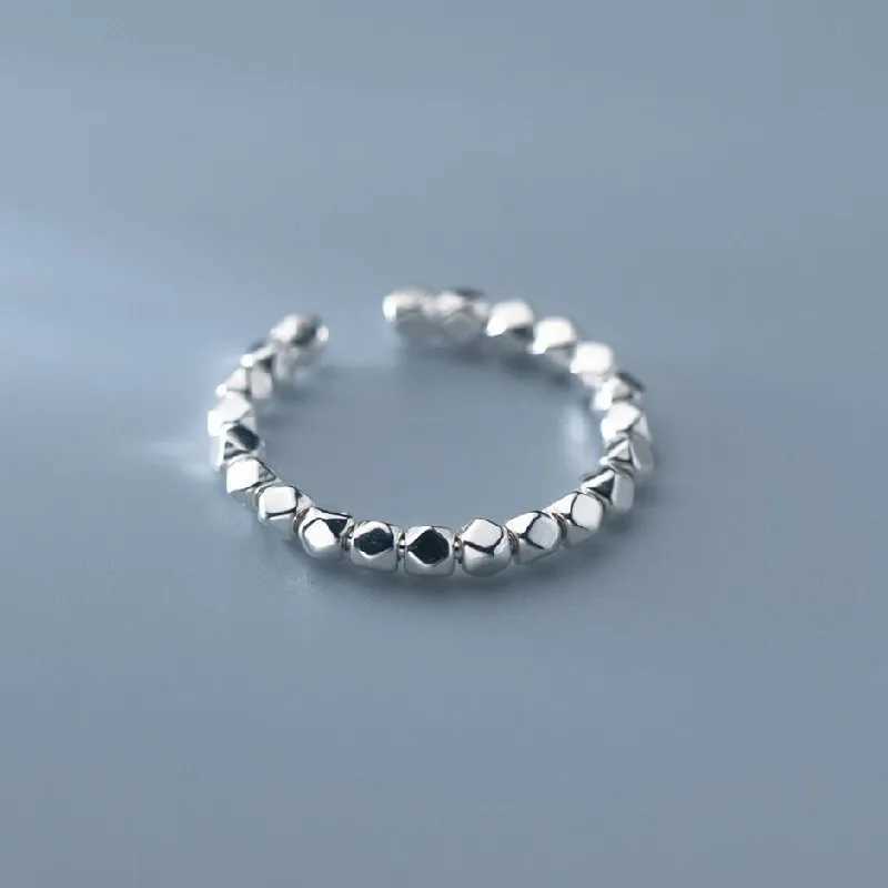 Fashion 925 Sterling Silver Geometry Bead Adjustable Rings For Women Wedding Luxury Jewelry Wholesale H260328