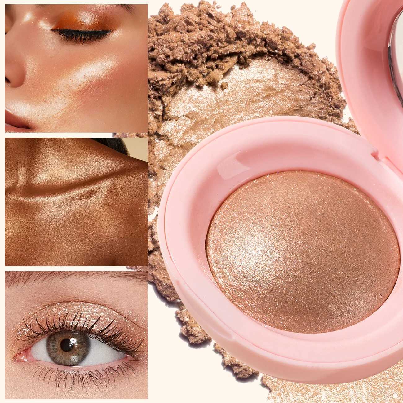 Baked Highlighter Palette Makeup Long-Wearing Radiant Glitter Eyeshadow Highly Pigmented Iluminadores Pressed Powder For Girls H260328