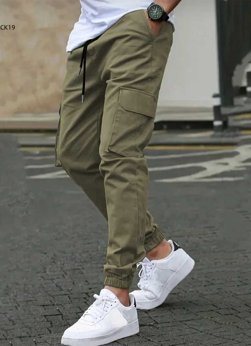 Mens Cargo Pants Sweatpants Outdoor Bunched Long Trousers Casual Autumn Multi-Pocket Durable Workwear Male Trousers a02 M260328