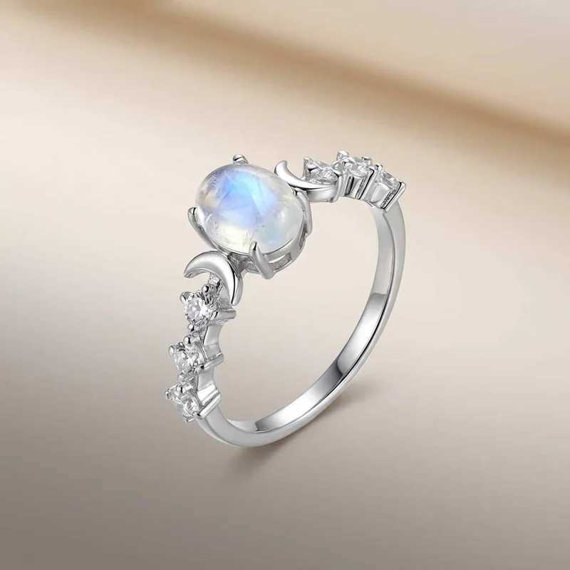 925 Sterling Silver Sparkling Zircon Vintage Oval Rings for Women Sun Moon Glowing Design Ring Party High Quality Fine Jewelry H260328