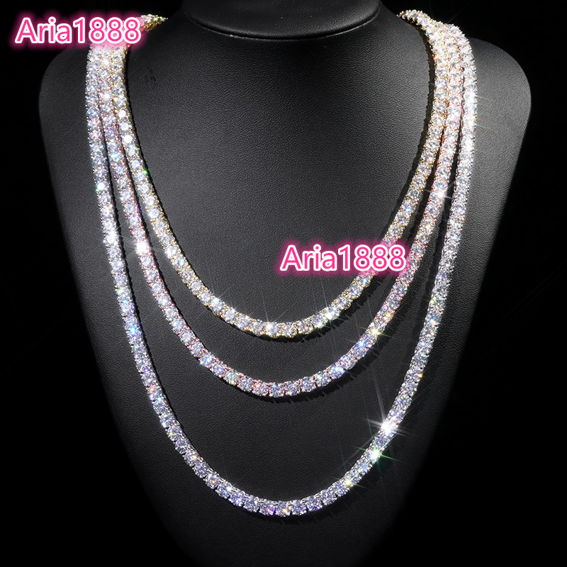 Goldleaf 925 Silver Moissanite Tennis Necklaces D VVS1 Luxury 2mm 3mm 4mm 5mm 65mm Moissanite Diamond Necklace
