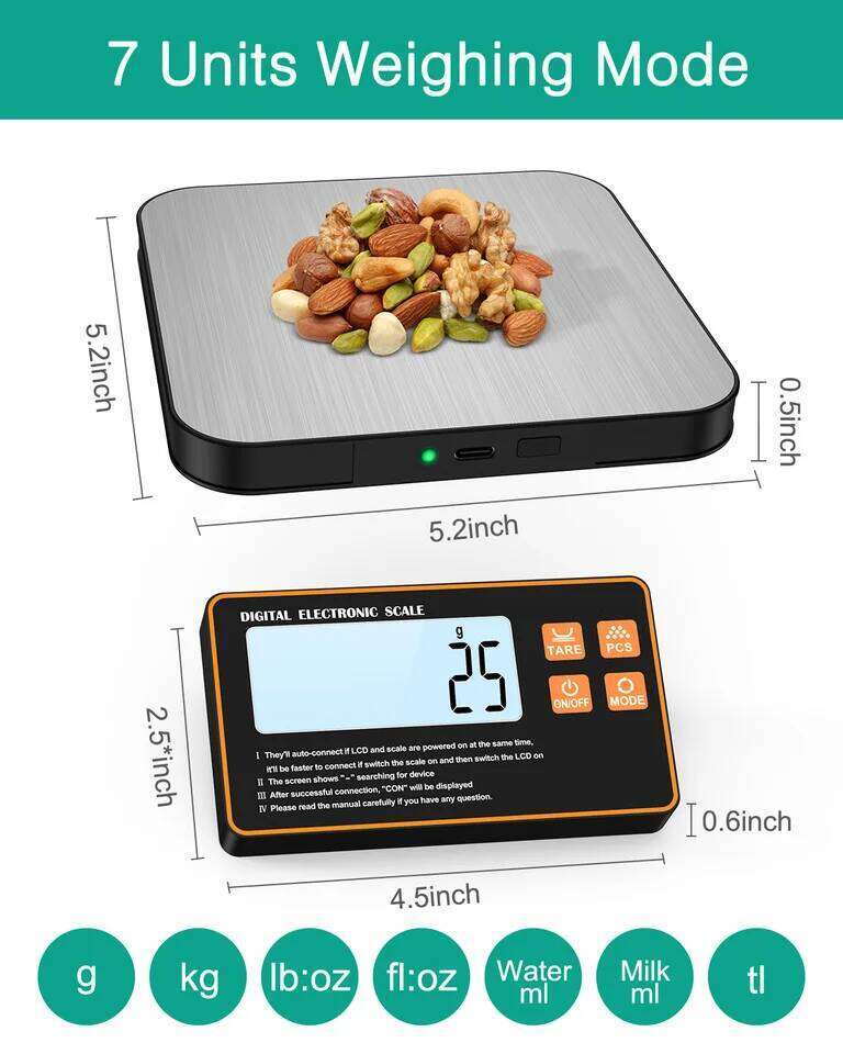 15KG Wireless Digital Kitchen with Remote LCD Display Split-Designed Food Scale for Baking Cooking Meal Prep 26Y0328
