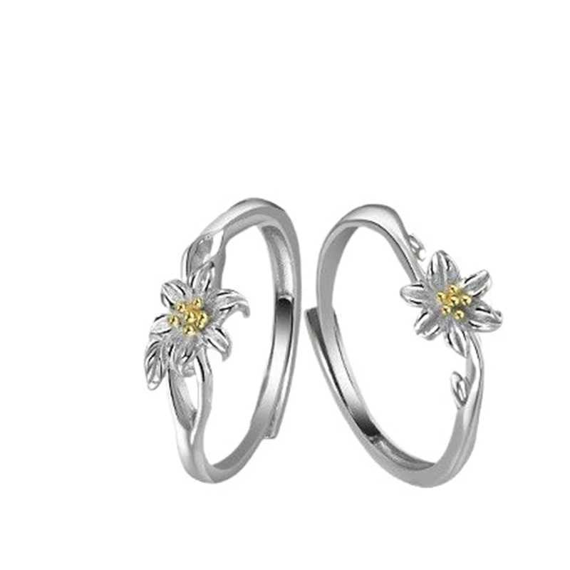 New Adjustable Silver Couples Rings with Floral Design Perfect Gift for Friends or Loved Ones Ring Jewelry Gift H260328