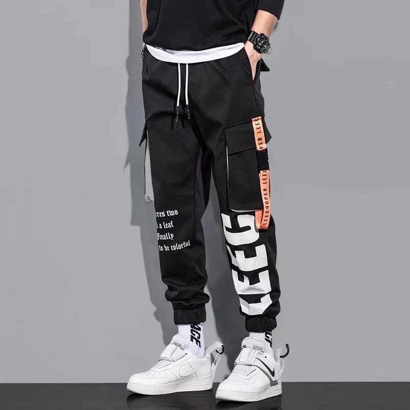 Men Casual Cargo Pants Male High Street Waist Drawstring Loose Multi Pocket Pants Fashion Straight Leg Comfortable Pants M260328