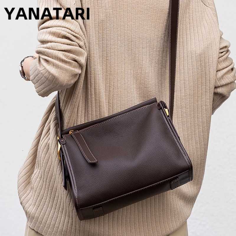 YANATARI Vintage messenger bag cowhide leather bag Soft Leather Large Capacity minimalist Crossbody bag women female luxury bag C260327