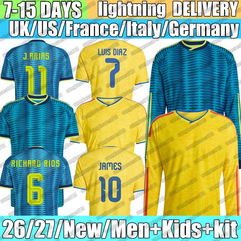 Colombia Jersey QUINTERO #20 J.LERMA #16 Suarez #19 JAMES #10 Soccer Jerseys Rios #6 Luis Diaz #7 J.RRIRS #11 Munoz #21 Jerseys 26 27 football shirt mens kids kit