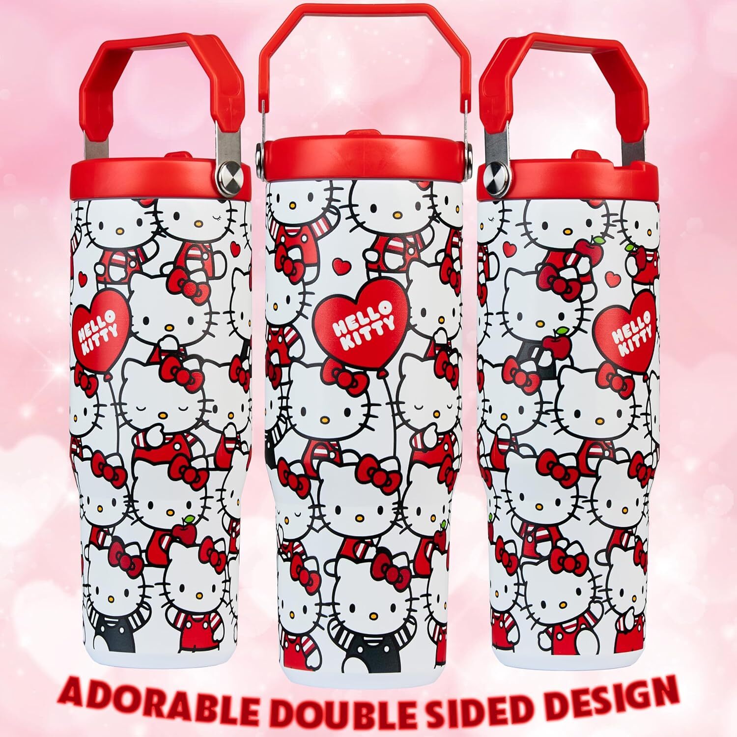 Get Trend Sanrio Tumbler Straw 30oz Teens Women Insulated Cup with Lid Travel Mug School Sports Kawaii Gifts for Girls Aop Hello Kitty