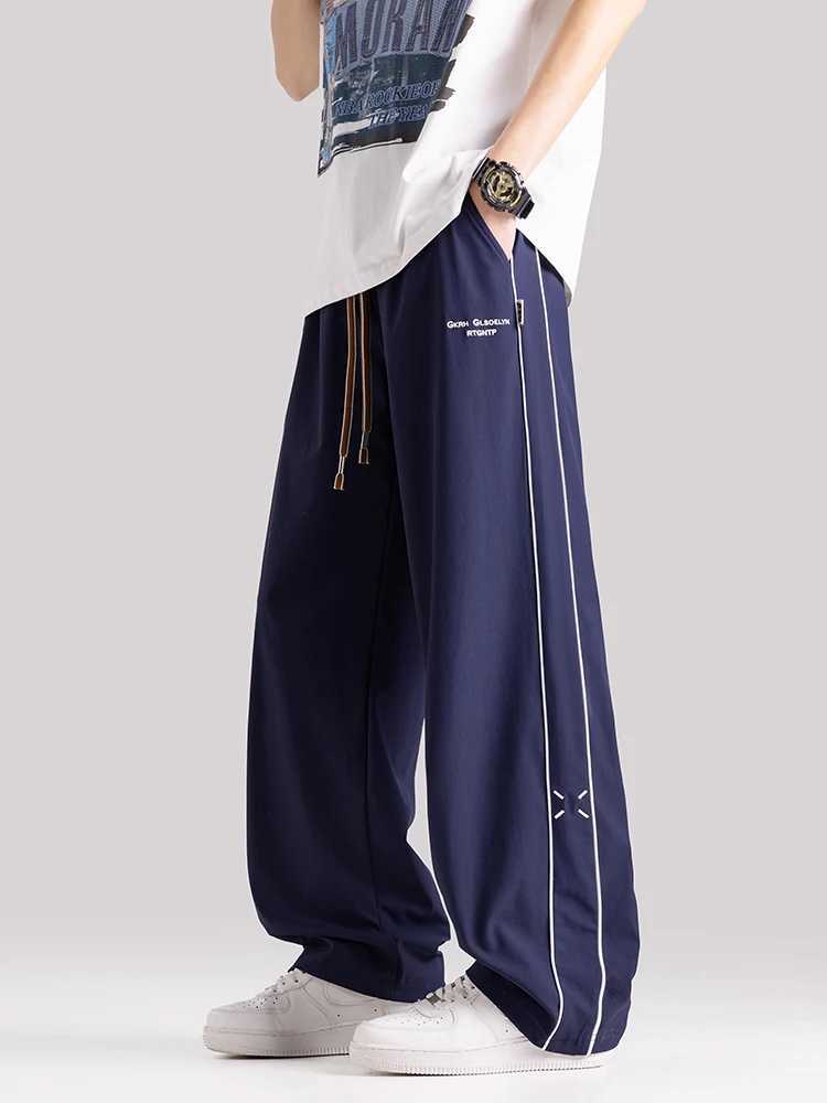 Summer Mens Ice Silk Casual Pants Lightweight and Cool Wide Leg Sweatpants Loose Fit Straight Sport Trousers Big Size 8XL M260328