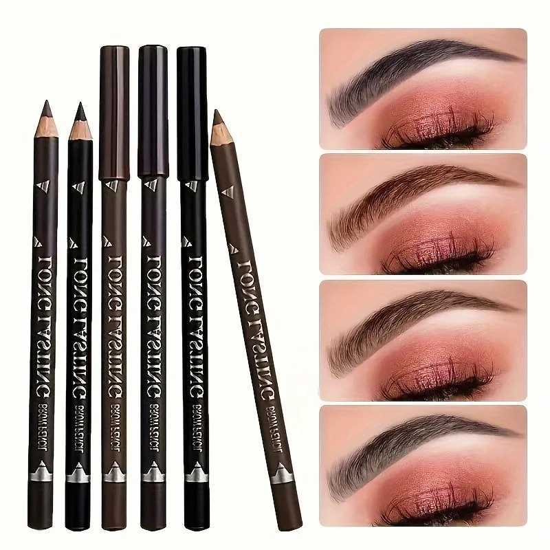 2-in-1 Wooden Handle Waterproof Eyeliner Eyebrow Pencil Sweatproof Makeup Pen for All Skin Types Multi-Use Cosmetic Tool H260328