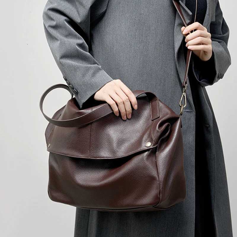 Hifashion Women Genuine Leather Large Capacity Shoulder Bags 2026 Soft Hobo Casual Daily Work Ladies Handbags Tote Female Purses C260327