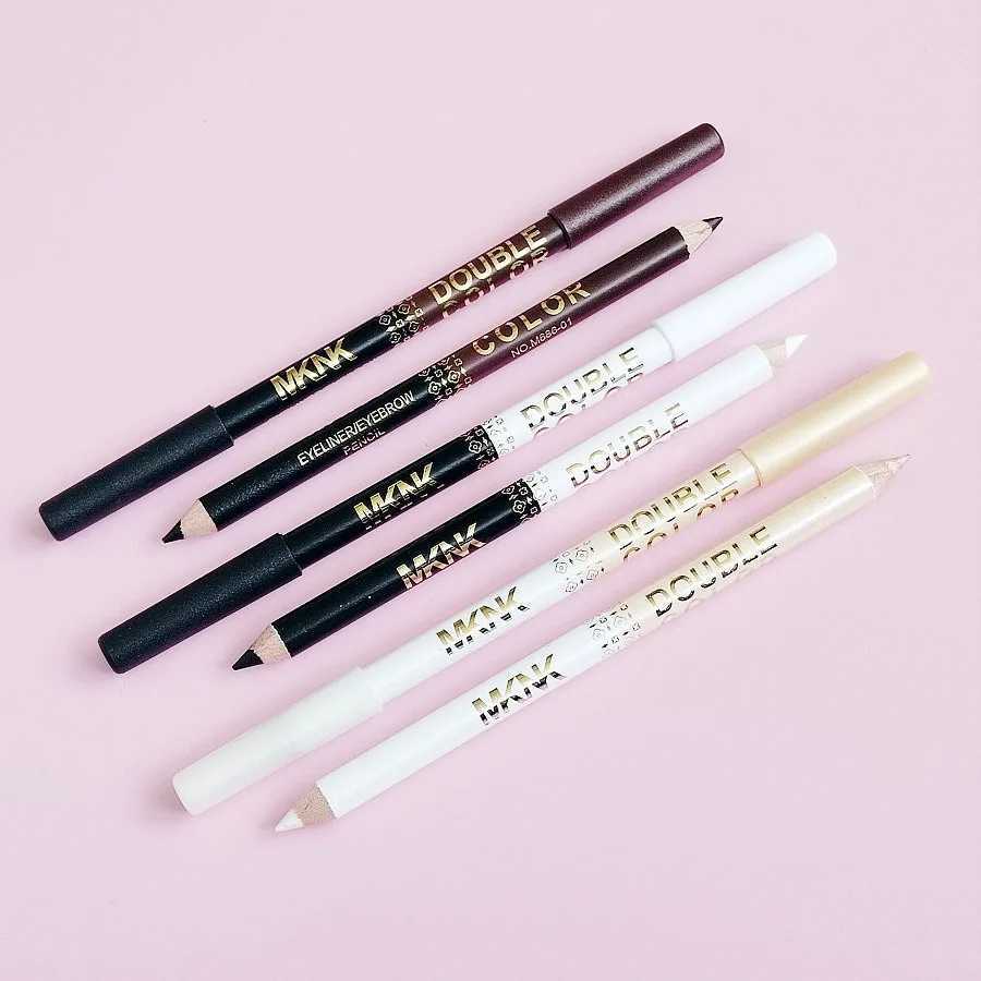 Two-Color Wooden Eyeliner Pencil Smooth Matte Black White Gel Eye Liner Pen Dual-use Pearlescent Silkworm Highlight Shadow Pen H260328