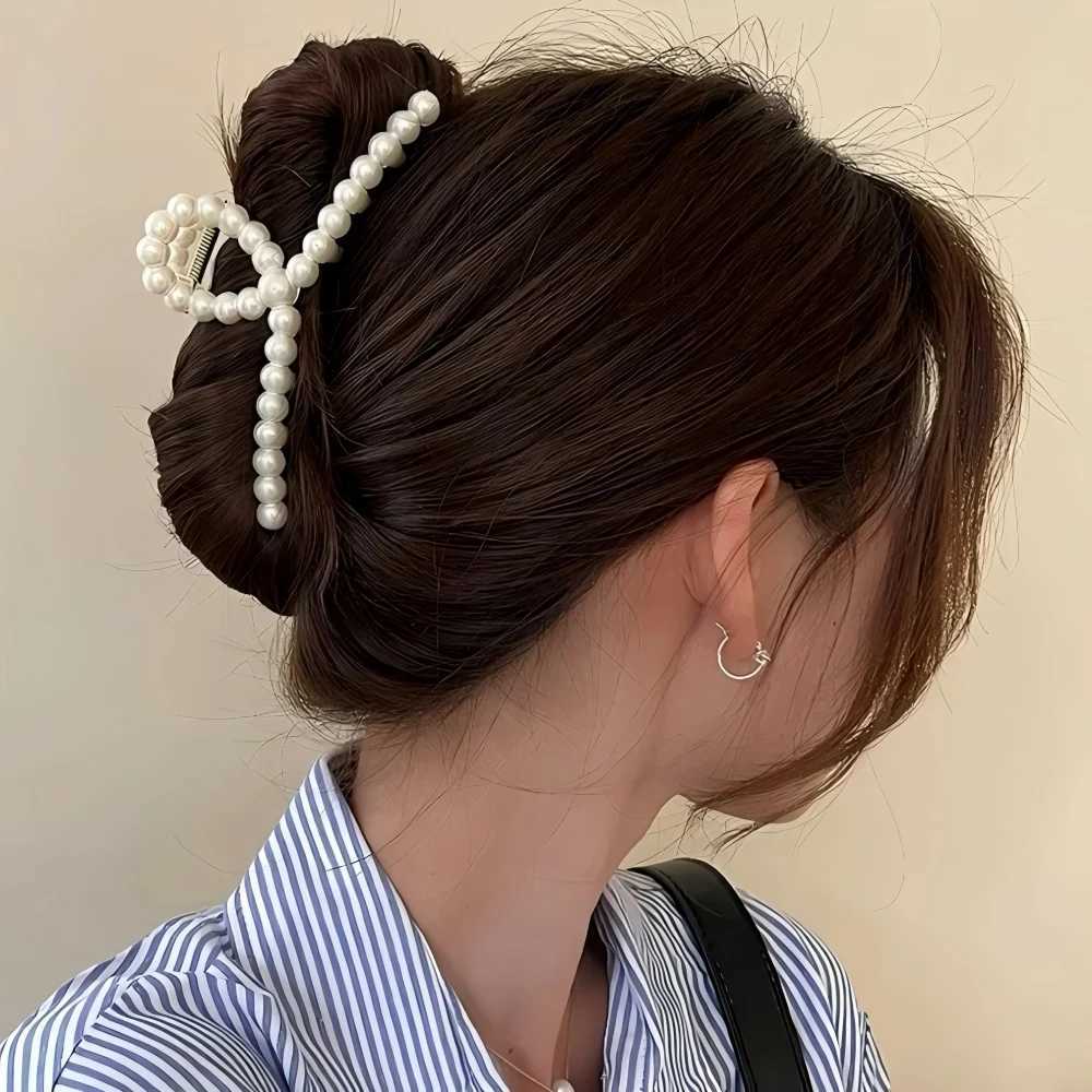 1Pcs French Large Pearl Hair Claw ClipsFashion Jaw Clips Hair Barrettes Hair Accessories for Women Girls H260328