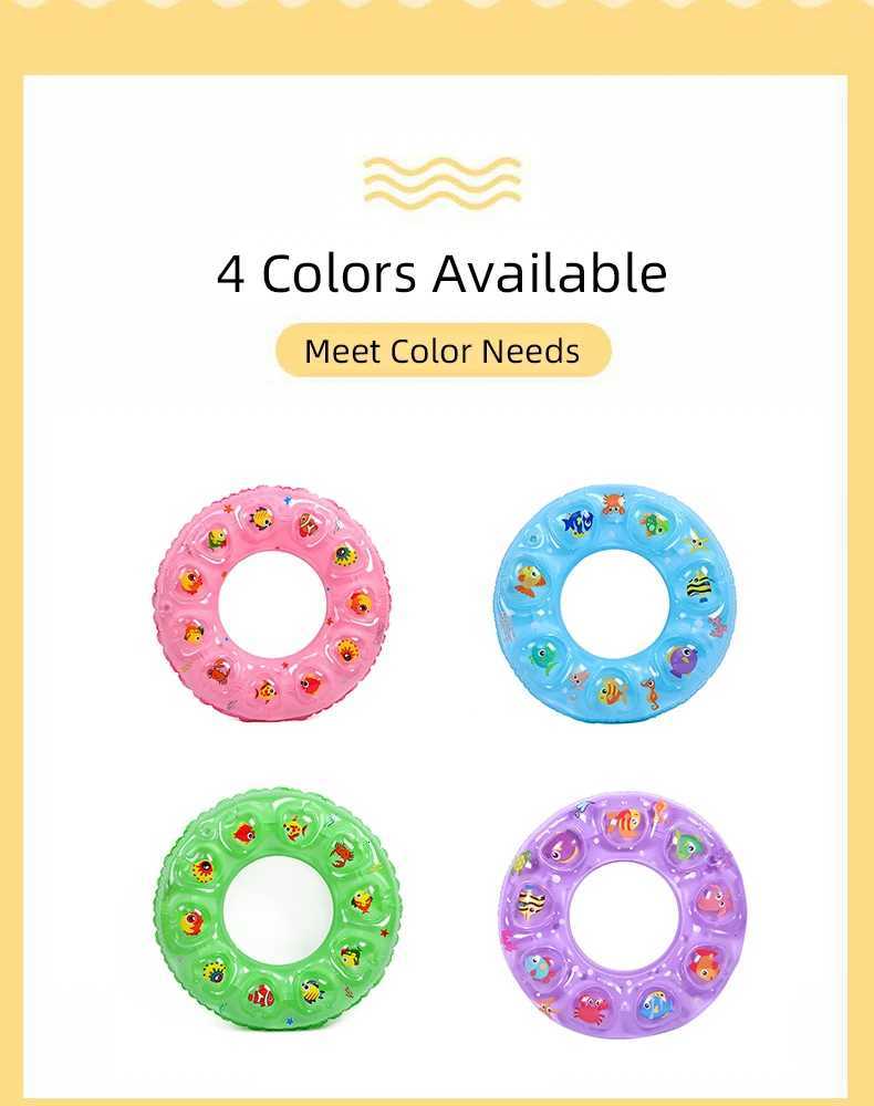 Cute Bee Print Inflatable Swimming Ring Cartoon Pattern Swim Tube Summer Beach Pool Float for Adult Kids Z260328