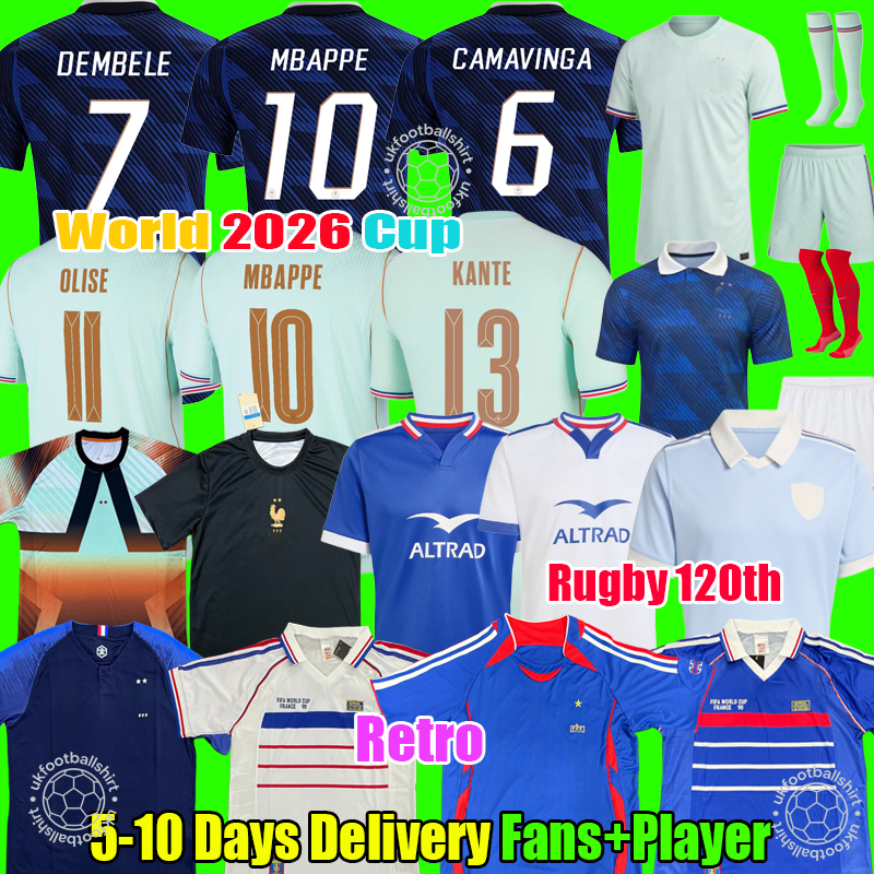 S-4XL France jersey 2026 MBAPPE GRIEZMANN France football shirt Rugby Soccer Jerseys Retro 1998 PAVARD KANTE GIROUD Maillot De Foot Equipment Kids Kit Men Kit
