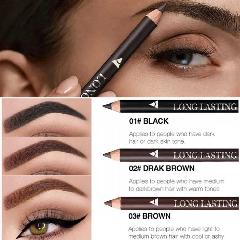 3-Color Long Lasting Black Brown EyebrowEyeliner Pencil Waterproof Sweat Proof Halo Proof Wooden Pole Liner Cosmetic Pen 1/3Pc H260328