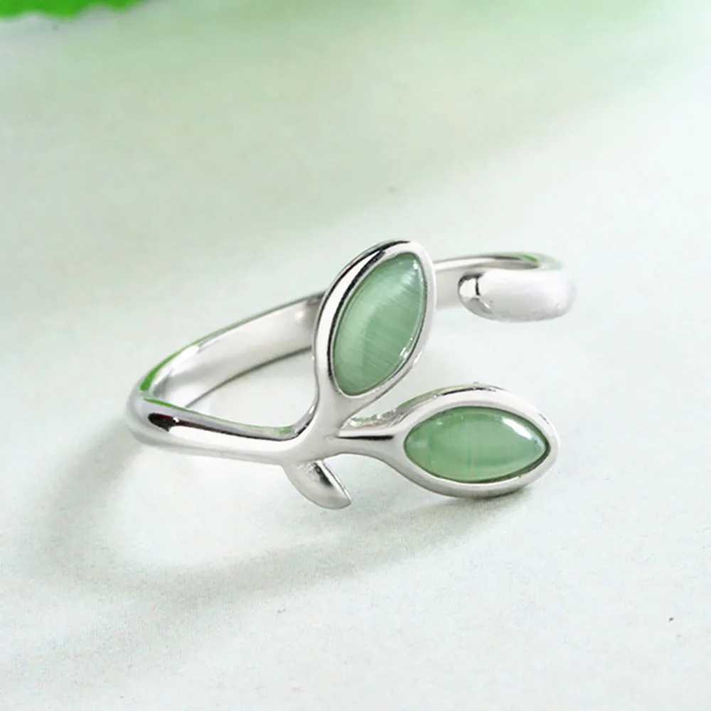 925 Sterling Silver Foliage Adjustable Rings For Women Girls Wedding Ring Luxury Jewelry Accessories H260328