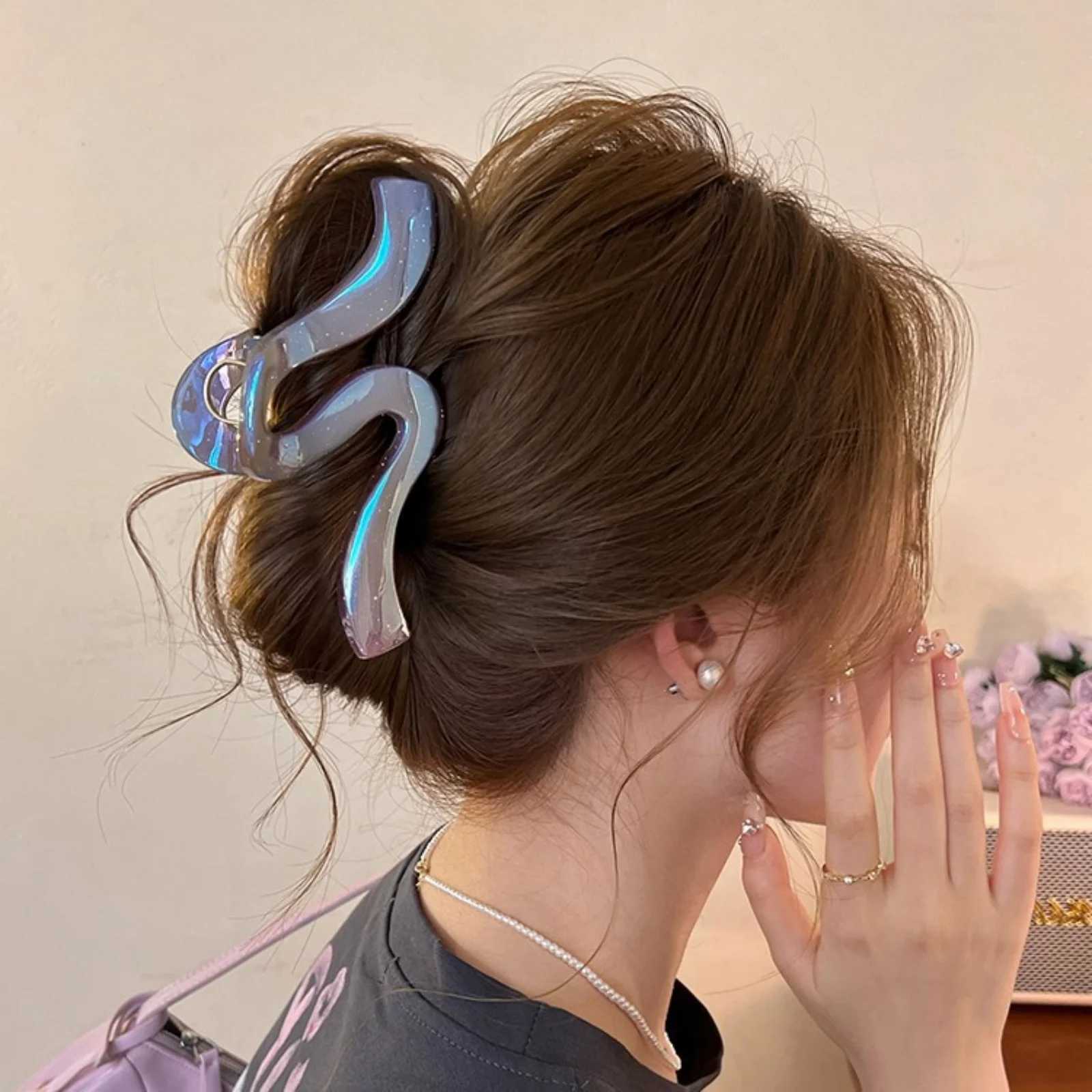 1pc new high-end pearl wave clip shark clip large hair clip back of head hair clip hair accessory H260328