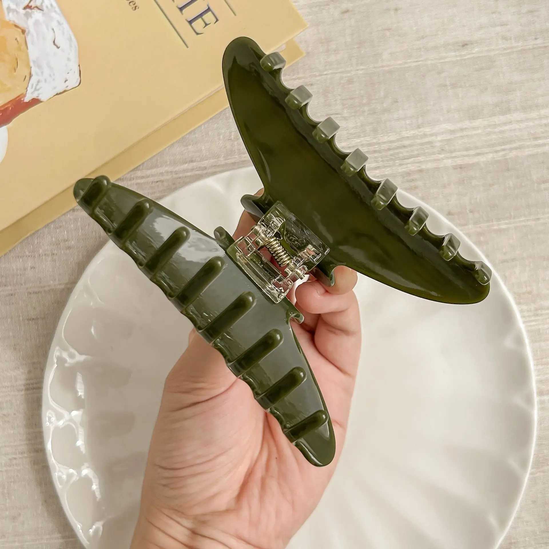 DuoShang 10CM Large Gold Label Hair Claw Classic Retro Acetate Claw Clips Trendy Hair Clips for Women Girls Hair Accessories H260328